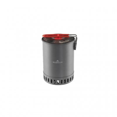 Designed to store the gas cartridge inside the pot when the set is packed.