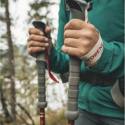 The pole has extra-long handles to allow you to vary your grip depending on the terrain.