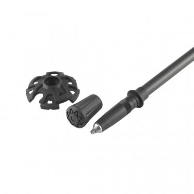 The poles have interchangeable tips to suit different types of terrain.