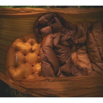 Inflatable sleeping mat in an ultra-lightweight construction.