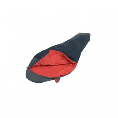 The sleeping bag has a full-length zipper.