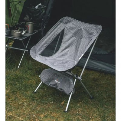 Lightweight chair with a higher seat height, for camping and outdoor activities.