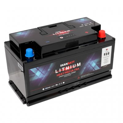Lithium battery for caravan, motorhome and boat with built-in heating system and Bluetooth connectivity.