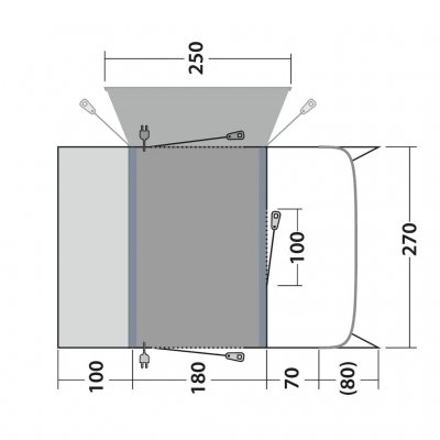 Floor plan Outwell Talladega Air Drive-Away Awning.