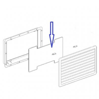 Placed between grille and valve.