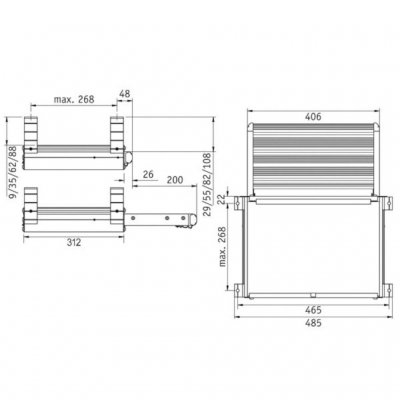 Dimensions for Thule Slide-Out Step 400.