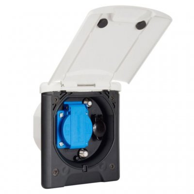 Universal socket for caravan and mobile home.