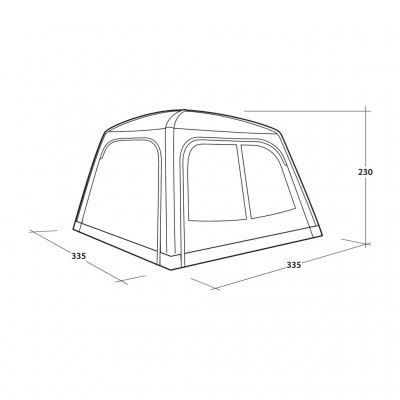 Dimension drawing for Outwell Vail Air Shelter