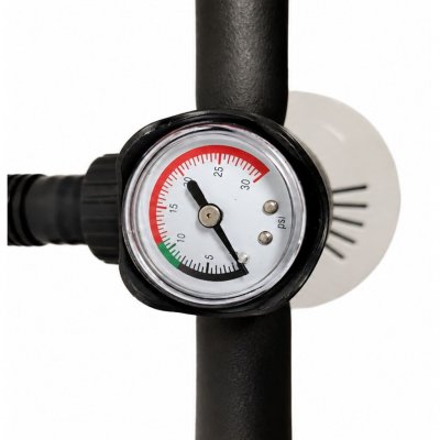 Pressure gauge with clear markings makes it easy to inflate the tent.
