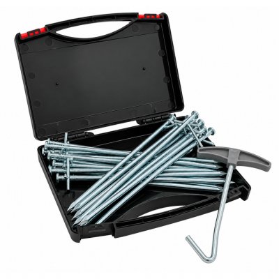 Tent stick box Contains 20 steel ground sticks and tent peg remover,