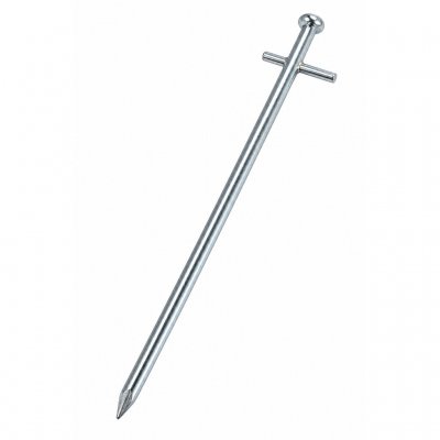 Steel tent stick specially adapted for hard ground